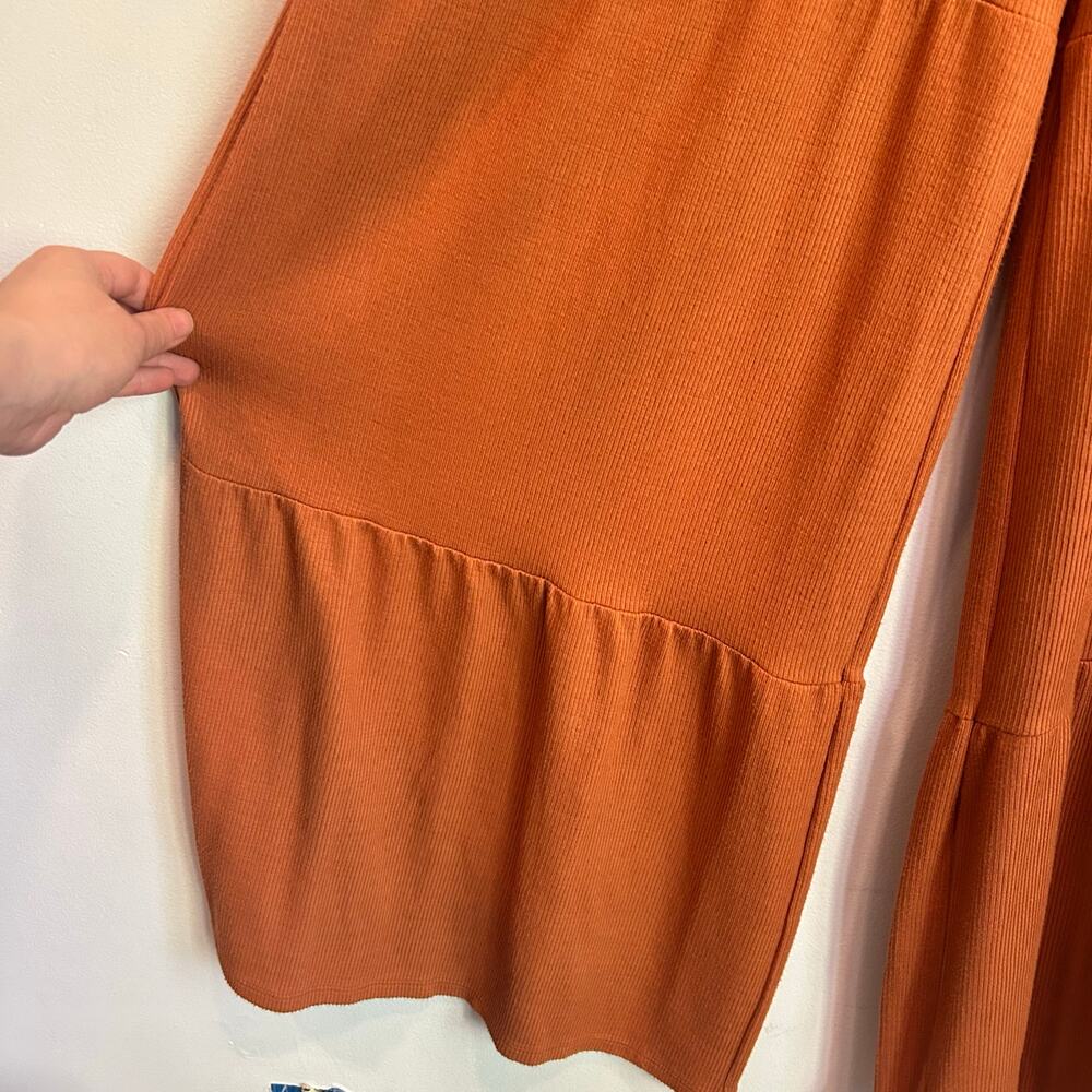 Anthropologie Saturday Sunday Ribbed Wide Leg Jumpsuit Orange Size M - Picture 7 of 9